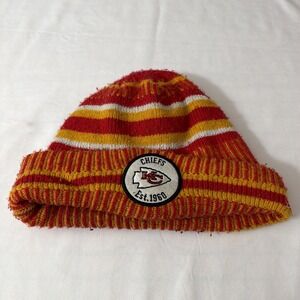 Kansas City Chiefs Beanie w Pom New Era NFL 100 Red Yellow One Size Fits Most